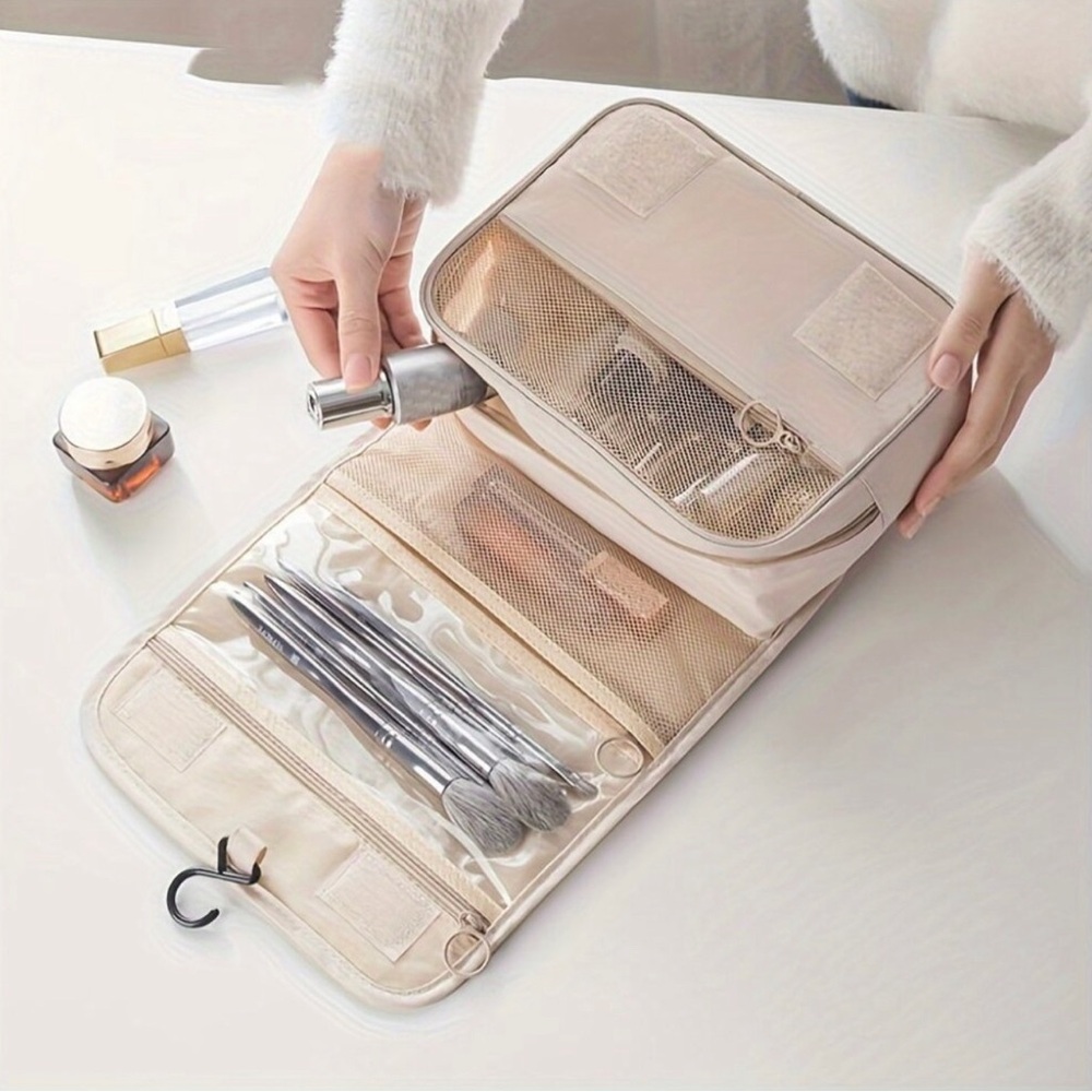 Large Capacity Waterproof Travel Toiletry Bag with Zip Closure, Foldable